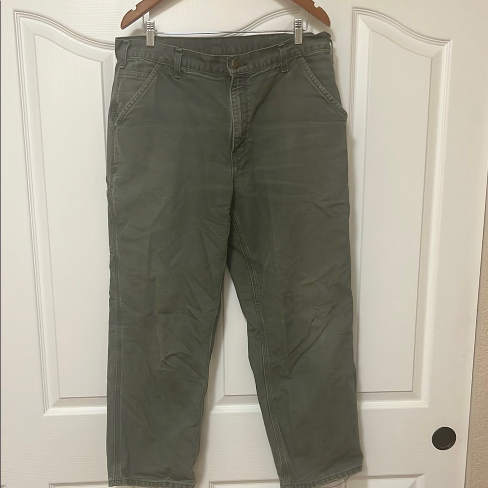 Carhartt Denim Jeans Men's 36/30 Straight Leg Dungaree Fit Pants Gray